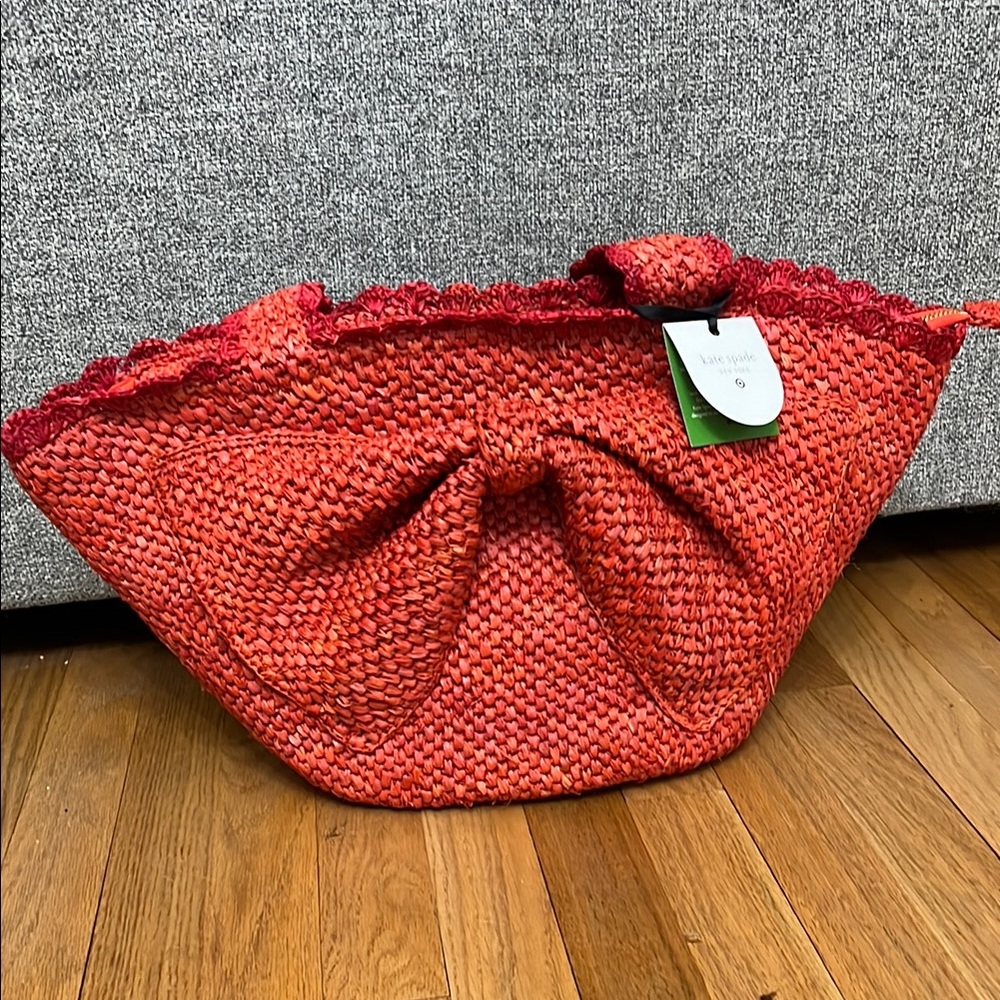 Kate Spade Target Red Bow Straw Tote
